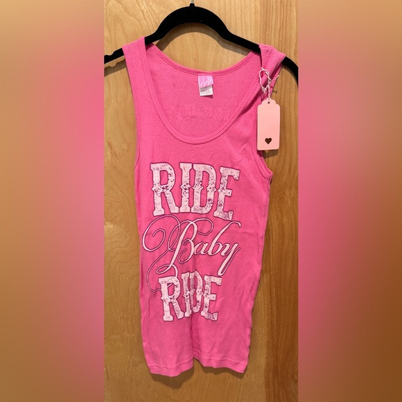 NEW!!! 👠💃NWT BROOKS & DUNN RIDE BABY RIDE CONCERT TOUR PINK TANK - L 🎼🎤🤠 - Picture 2 of 9